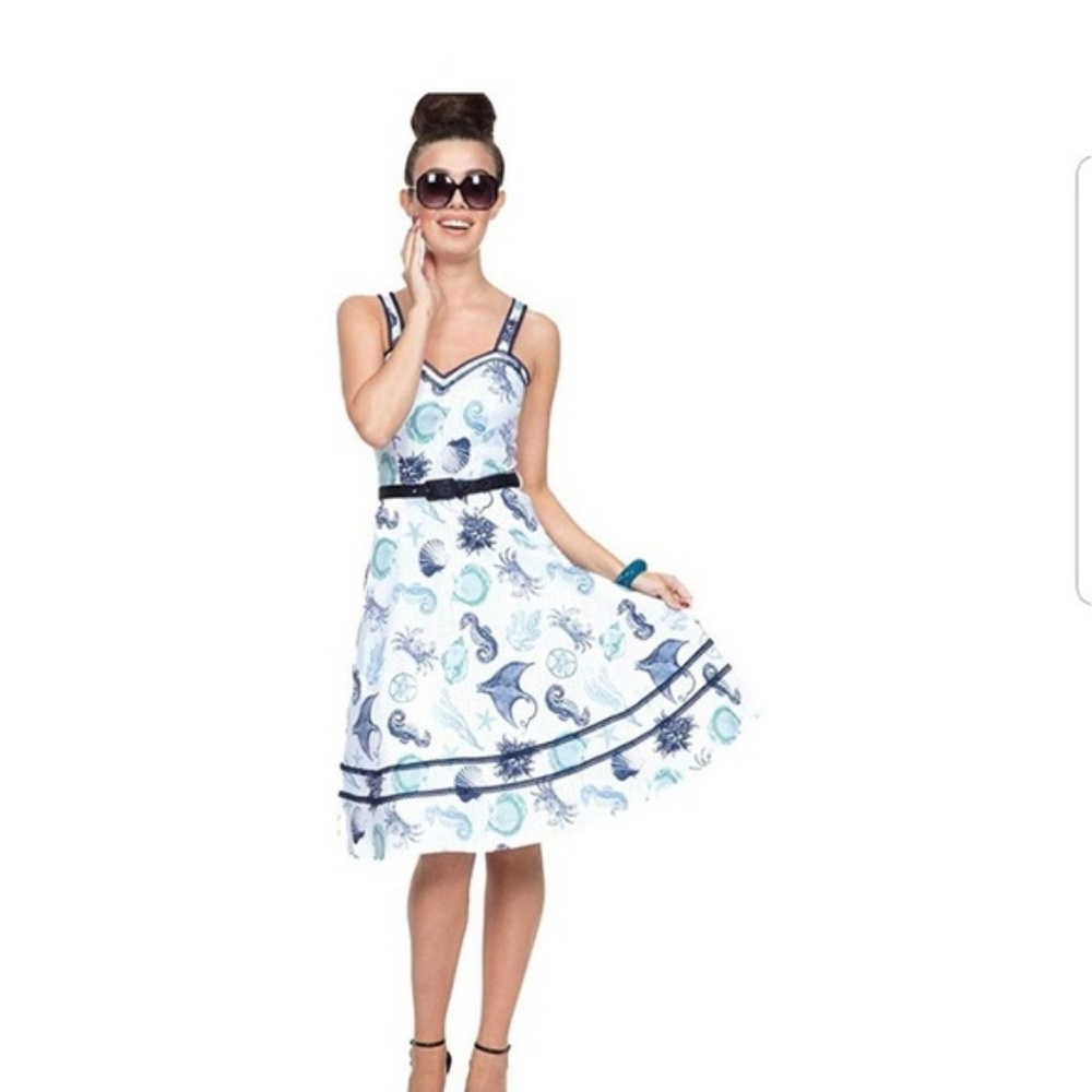 Voodoo Vixen Nautical Print Flare Dress